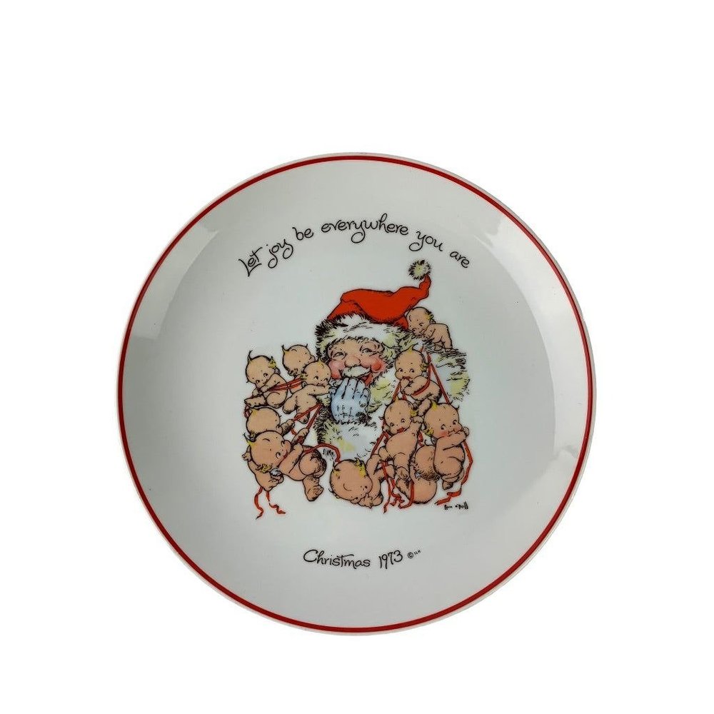 Kewpie 1973 Christmas Decorative Plate Santa 10.5"